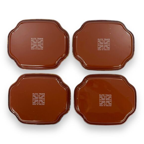 Vintage 4-Pack Elite Trays England Dessert Tea Service Fruit Small Trays 7.5" - Picture 3 of 16